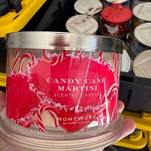 HomeWorx Candy Cane Martini Scented Candle - Red